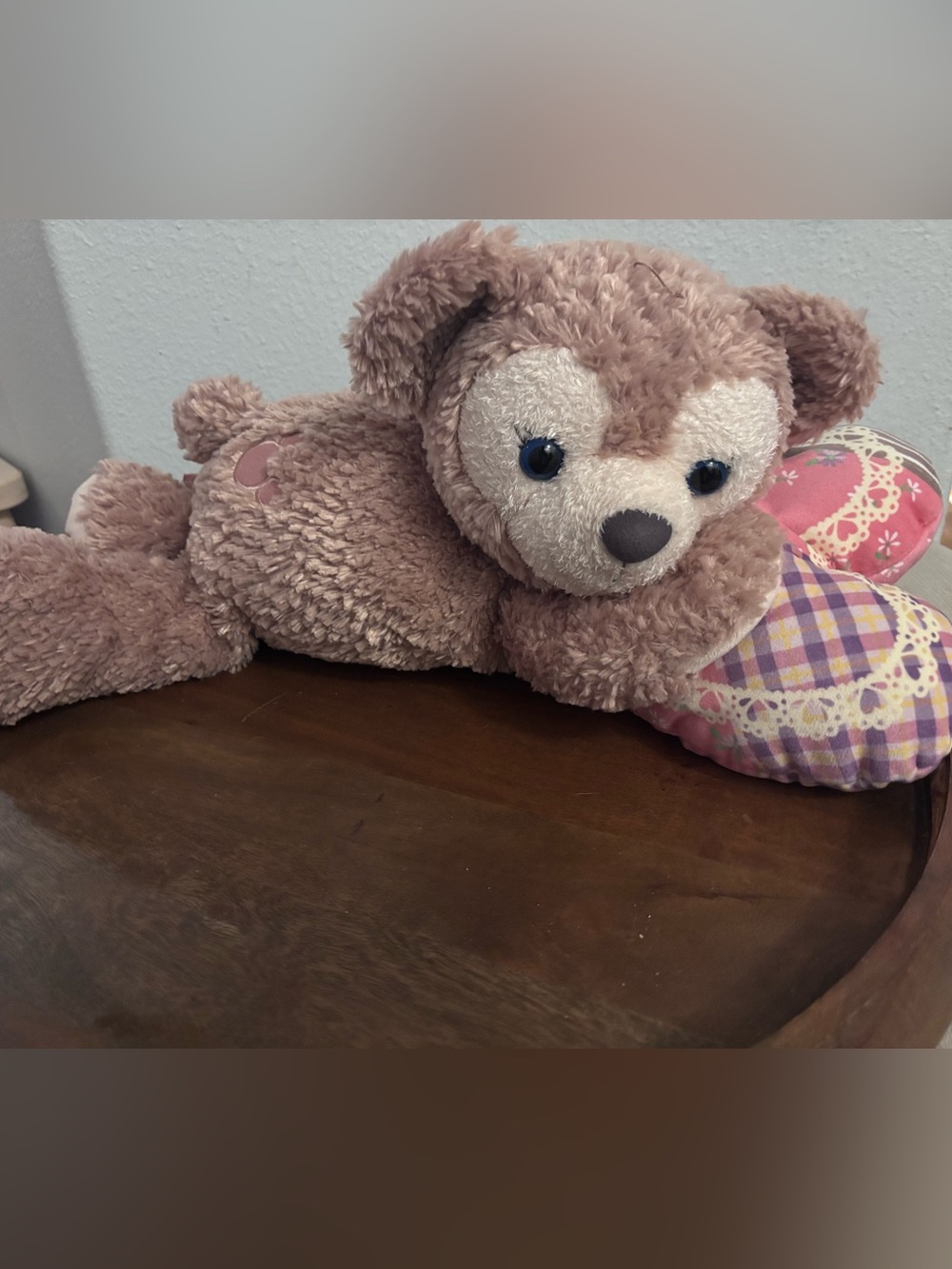 Disney ShellieMay Bear Plush with Heart Pillow Pink Purple